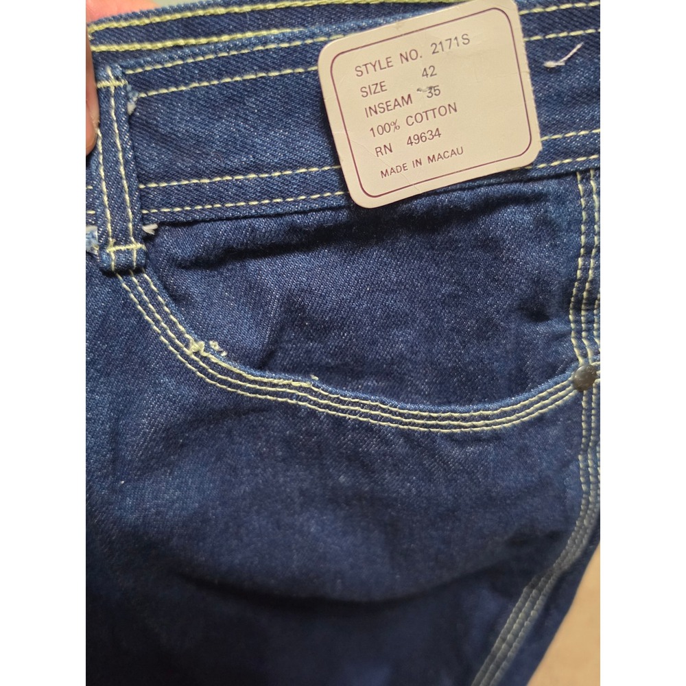 Choppers Mens Vintage Indigo Denim Jeans Star Embroidery Blue Size 42x35 NWT - Picture 3 of 8